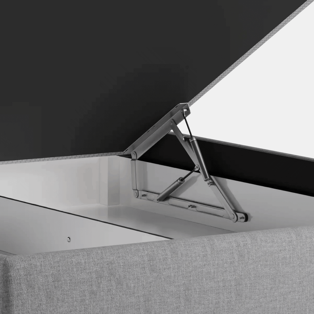 מיטה זוגית עם ארגז מצעים Inger PLUS עם גב קמור מתופש