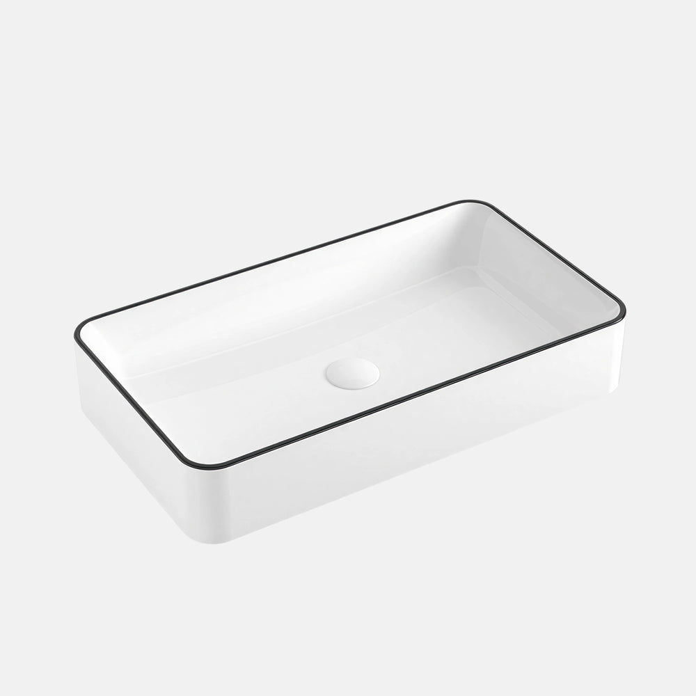 כיור אמבטיה MIRRO בעיצוב מודרני מלבני | לבן פס שחור