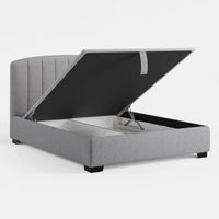 מיטה זוגית עם ארגז מצעים Inger PLUS עם גב קמור מתופש