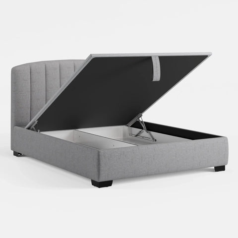 מיטה זוגית עם ארגז מצעים Inger PLUS עם גב קמור מתופש