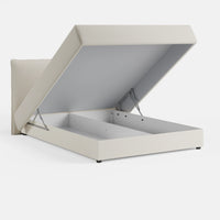 מיטה זוגית עם ארגז מצעים Loke PLUS באריג נקי עם גב גבוה