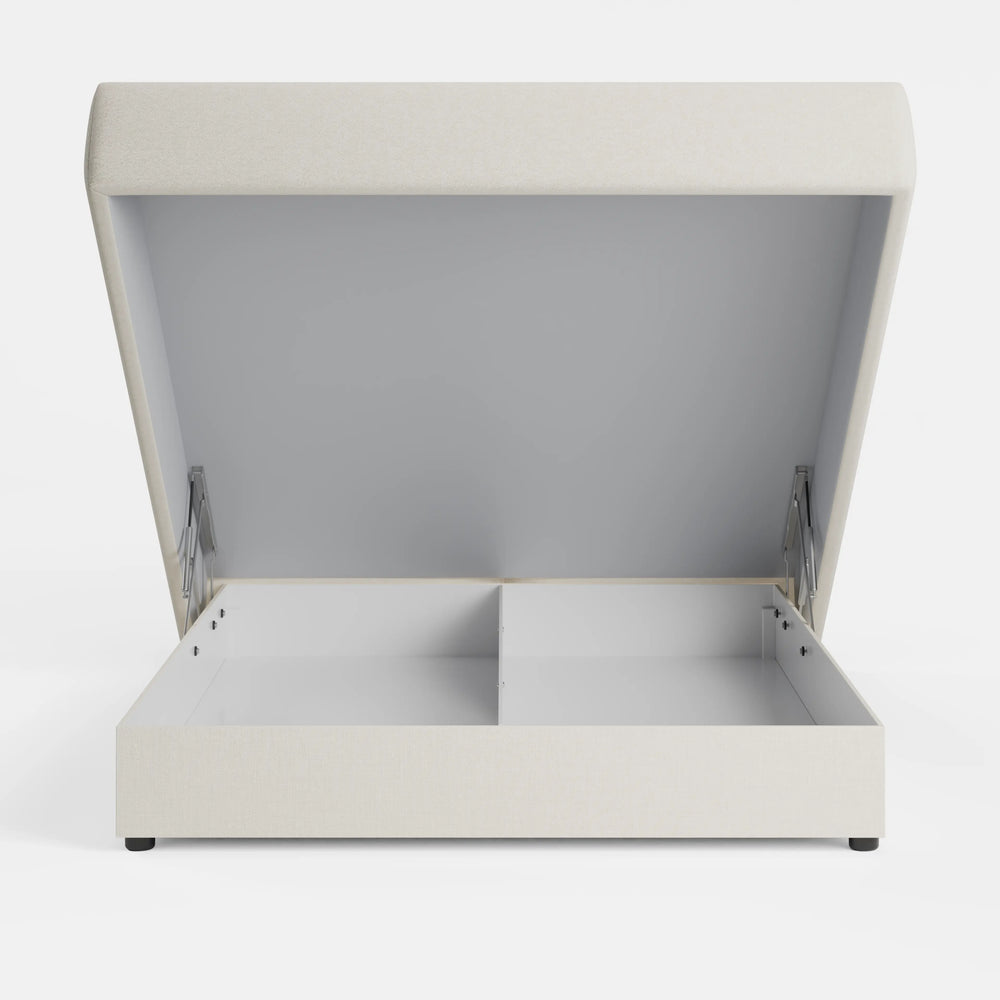 מיטה זוגית עם ארגז מצעים Loke PLUS באריג נקי עם גב גבוה