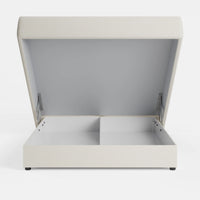 מיטה זוגית עם ארגז מצעים Loke PLUS באריג נקי עם גב גבוה