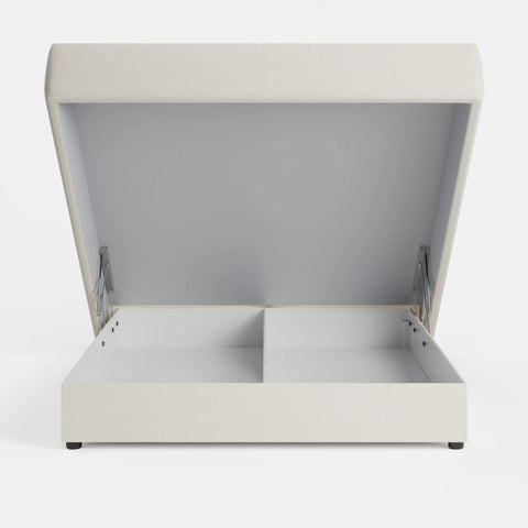 מיטה זוגית עם ארגז מצעים Loke PLUS באריג נקי עם גב גבוה