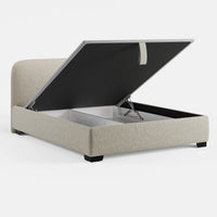 מיטה זוגית עם ארגז מצעים Thora PLUS בבוקלה עם גב מעוגל