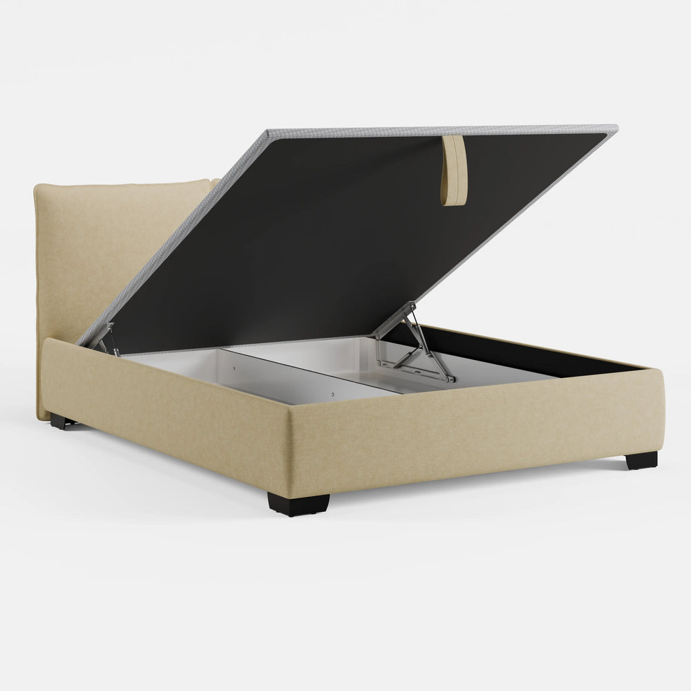 מיטה זוגית עם ארגז מצעים Tiril PLUS עם גב דו־כריתי