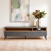 מזנון לסלון בעיצוב מודרני בקווים נקיים עם מגירות ותאים פתוחים