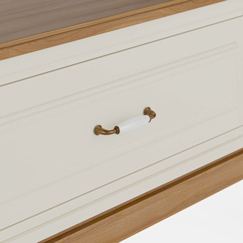 קונסולה עץ לכניסה עם שתי מגירות ורגלי אלון מלא בסגנון קלאסי מודרני