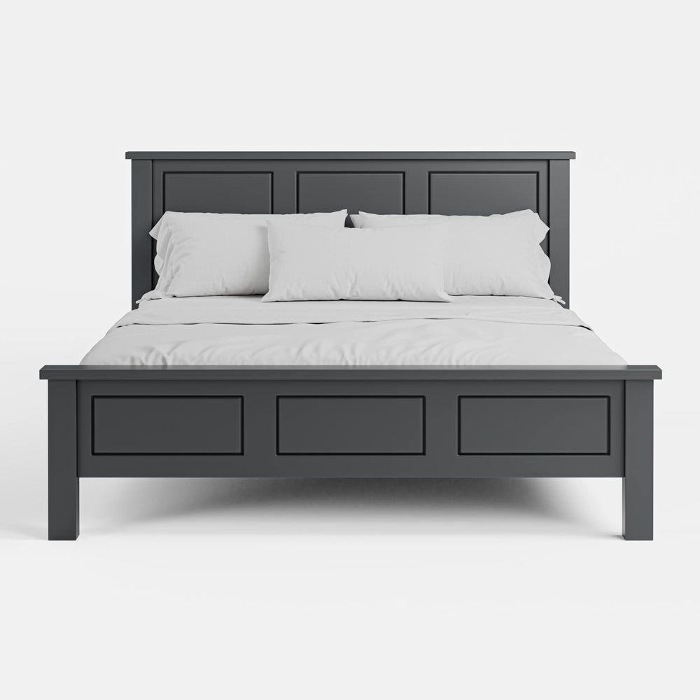 מיטה זוגית בעיצוב קלאסי מודרני עם פאנלים ממוסגרים | אפור גרפיט