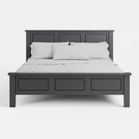 מיטה זוגית בעיצוב קלאסי מודרני עם פאנלים ממוסגרים | אפור גרפיט