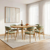 שולחן אוכל עגול נפתח מעץ אלון בעיצוב מודרני חמים