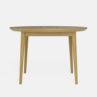שולחן אוכל עגול נפתח מעץ אלון בעיצוב מודרני חמים