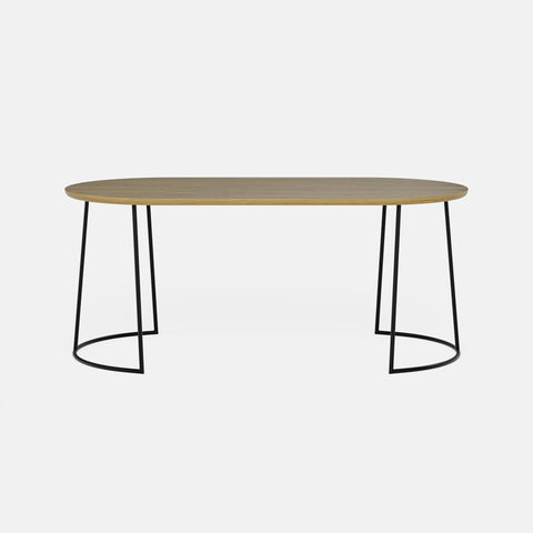 שולחן סלון אובלי בעיצוב מודרני עם רגלי מתכת ופלטת פורניר