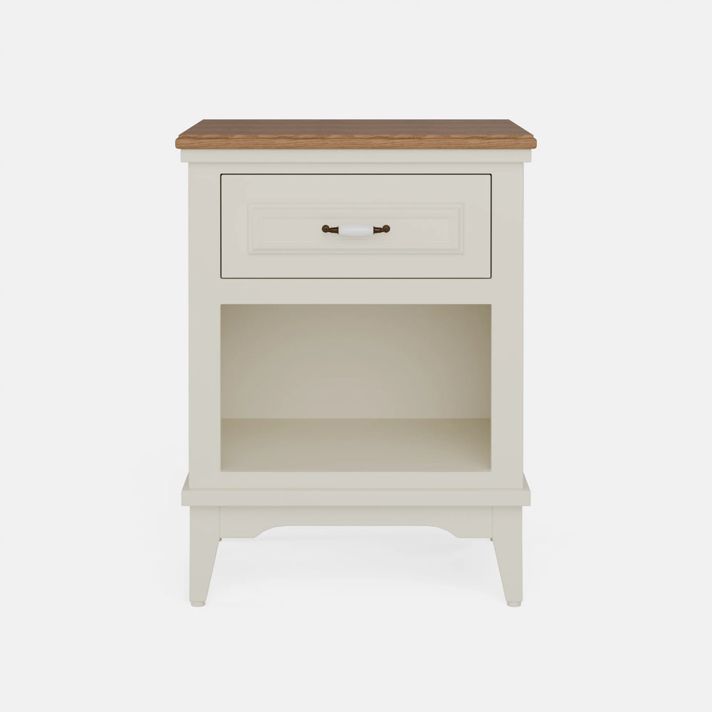 שידות לילה – שידת לילה Alora בעיצוב כפרי קלאסי עם מגירה ותא פתוח