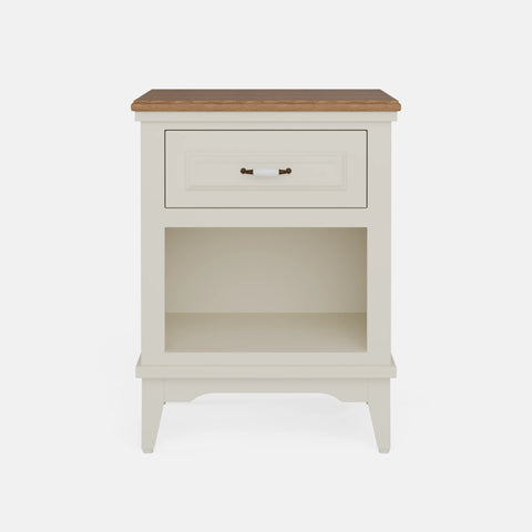 שידות לילה – שידת לילה Alora בעיצוב כפרי קלאסי עם מגירה ותא פתוח