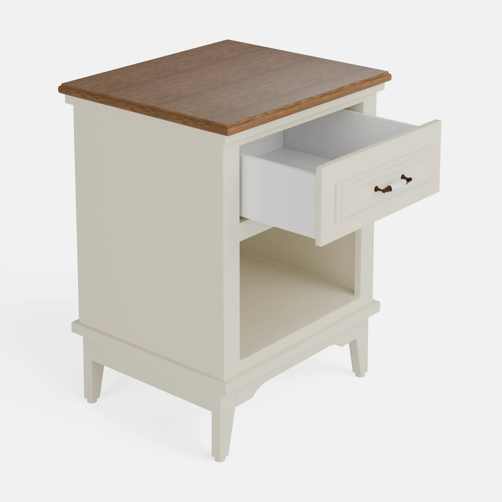 שידות לילה – שידת לילה Alora בעיצוב כפרי קלאסי עם מגירה ותא פתוח