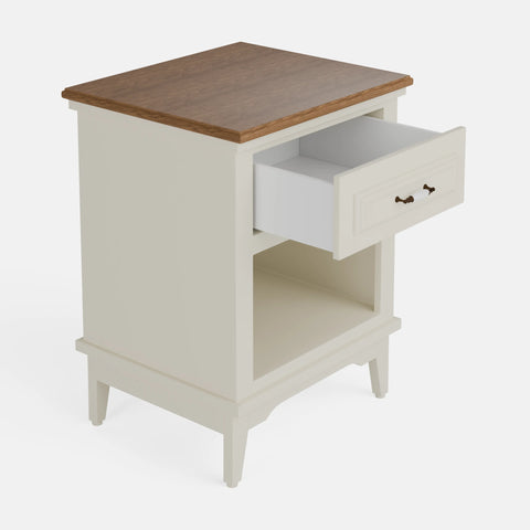 שידות לילה – שידת לילה Alora בעיצוב כפרי קלאסי עם מגירה ותא פתוח