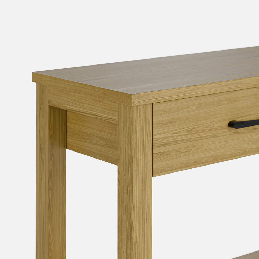 קונסולה עץ עם מדף תחתון ומגירות בעיצוב מודרני