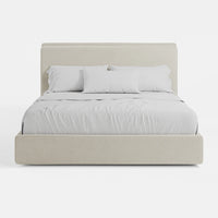 מיטה זוגית בעיצוב מודרני חמים עם ראש מיטה מרופד