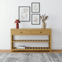 קונסולה לכניסה עם מדפים, שתי מגירות ומדפי סולם בעיצוב כפרי־מעודכן