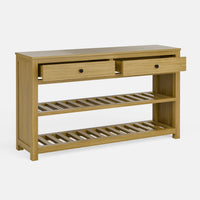 קונסולה לכניסה עם מדפים, שתי מגירות ומדפי סולם בעיצוב כפרי־מעודכן