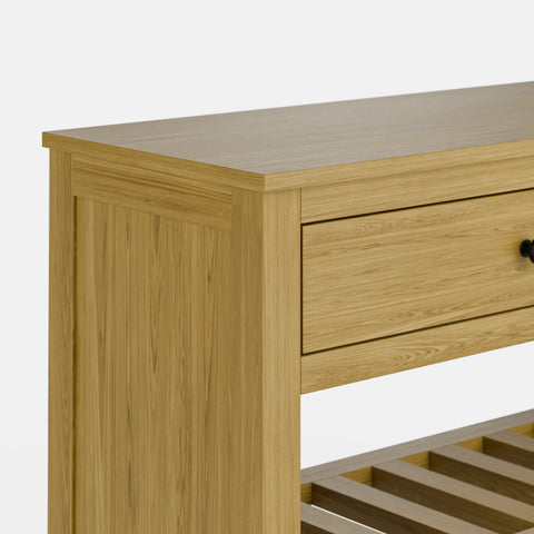 קונסולה לכניסה עם מדפים, שתי מגירות ומדפי סולם בעיצוב כפרי־מעודכן