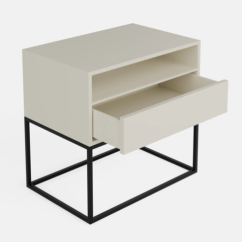 שידות לילה – שידת לילה Arq עם מגירה ותא פתוח על בסיס ברזל גאומטרי