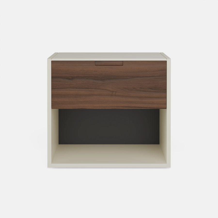 שידות לילה – שידת לילה Luno בגוון בהיר עם מגירה בגימור אגוז ותא תחתון פתוח