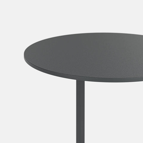שולחן נשכן עגול מודרני עם פלטה מחופה פורניר ובסיס מתכת שחור | אפור בטון