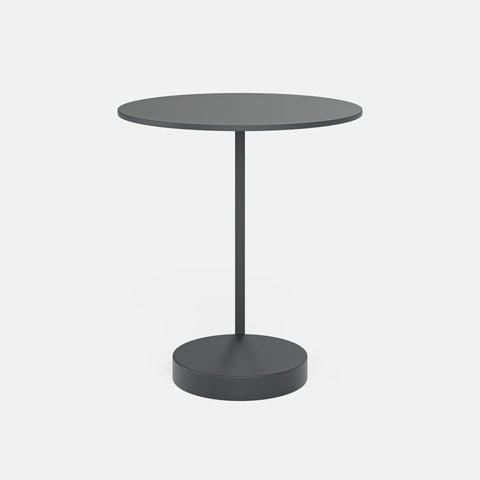 שולחן נשכן עגול מודרני עם פלטה מחופה פורניר ובסיס מתכת שחור