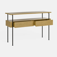 קונסולה עץ ומתכת מודרנית עם רגלי ברזל שחור