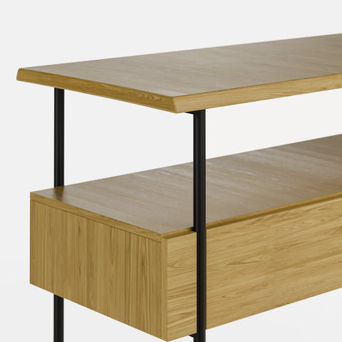 קונסולה עץ ומתכת מודרנית עם רגלי ברזל שחור