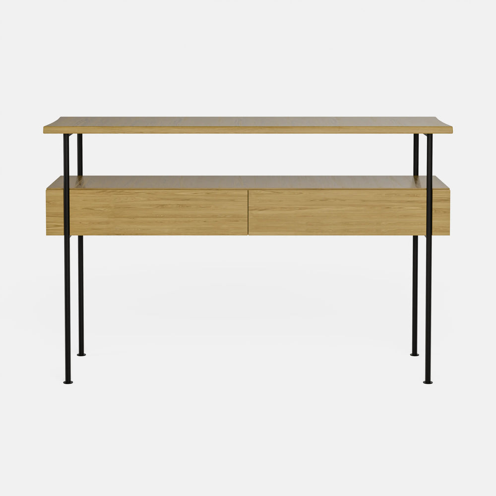 קונסולה עץ ומתכת מודרנית עם רגלי ברזל שחור