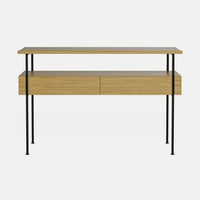 קונסולה עץ ומתכת מודרנית עם רגלי ברזל שחור