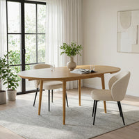 שולחן אוכל עגול נפתח מעץ אלון בעיצוב מודרני חמים