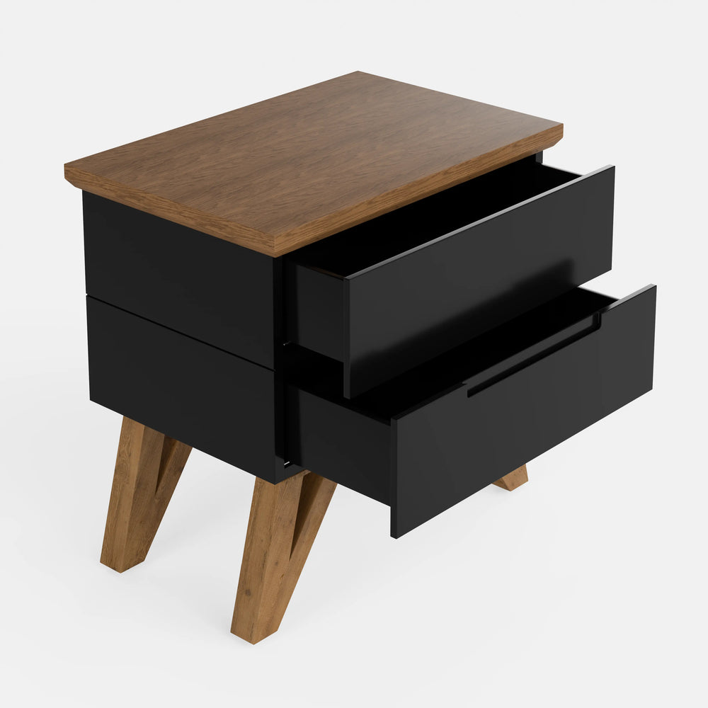 שידות לילה – שידת לילה Tektor עם רגלי עץ תלת-רגליות ועיצוב מודרני