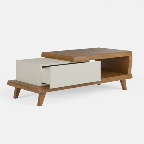 שולחן סלון עם אחסון בעיצוב מודרני חמים מעץ אלון מלא