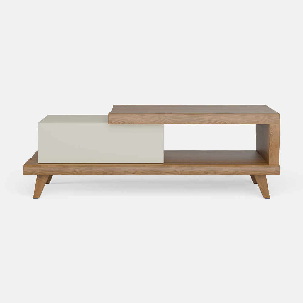 שולחן סלון עם אחסון בעיצוב מודרני חמים מעץ אלון מלא