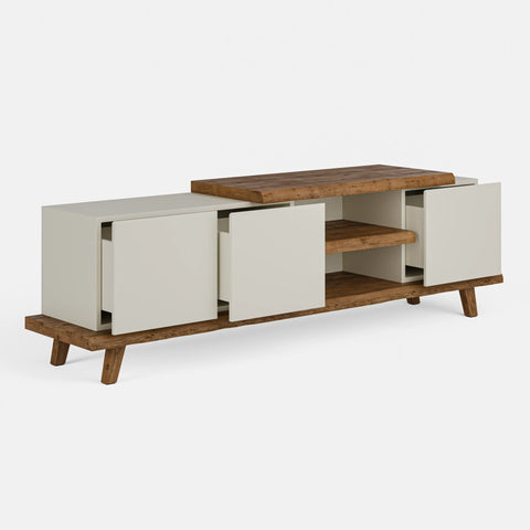 מזנון לסלון בסגנון מודרני–כפרי עם עץ אלון מלא, פלטה עליונה ומדף פתוח – דגם Talo