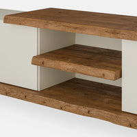 מזנון לסלון בסגנון מודרני–כפרי עם עץ אלון מלא, פלטה עליונה ומדף פתוח – דגם Talo