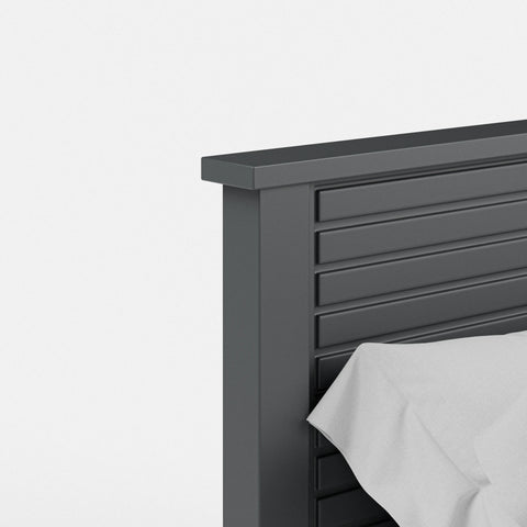 מיטה זוגית בעיצוב כפרי קלאסי עם לוחות אנכיים ואופקיים | אפור גרפיט