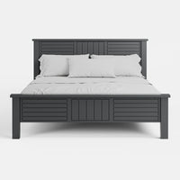 מיטה זוגית בעיצוב כפרי קלאסי עם לוחות אנכיים ואופקיים | אפור גרפיט