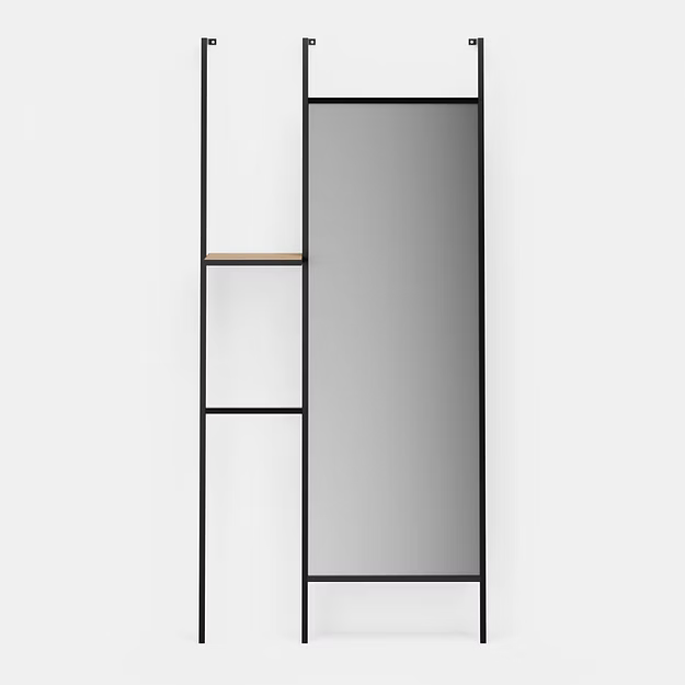 Reki | קונסולה לכניסה לבית עם מראה בגובה מלא ומדף עץ מינימליסטי