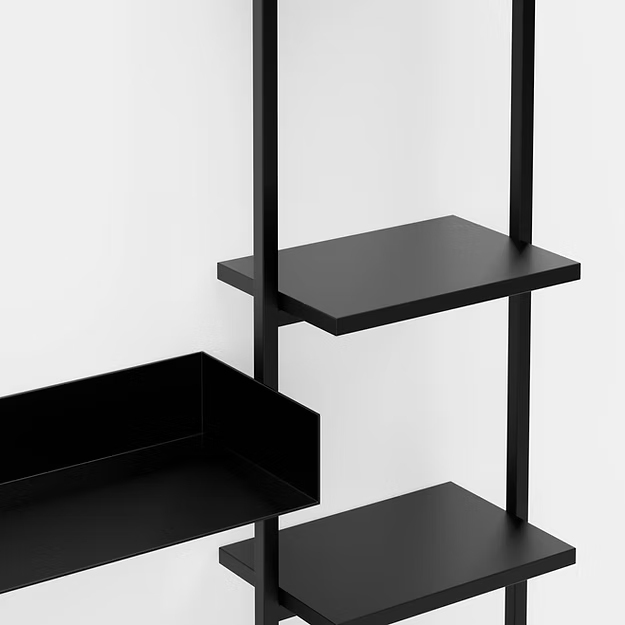 Marl | קונסולה לכניסה לבית בעיצוב תעשייתי־שחור עם מדפים מחולקים