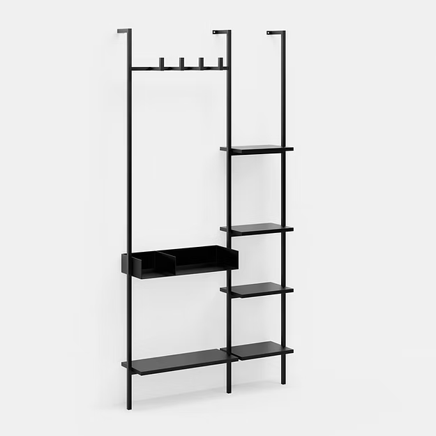 Marl | קונסולה לכניסה לבית בעיצוב תעשייתי־שחור עם מדפים מחולקים