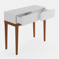 קונסולה Holt בעיצוב מינימליסטי עם שתי מגירות פתיחה בלחיצה ורגלי עץ מלא בסגנון מיד־סנצ’רי מודרני | פוני סטייל