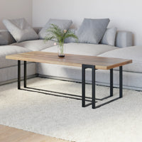 שולחן סלון מעץ מלא Workx עם פלטת אלון טבעי ובסיס ברזל שחור בעיצוב תעשייתי