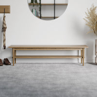 ספסל אחסון מעץ אלון מלא עם מדף פתוח - Fiazo