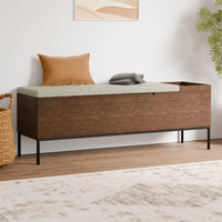 ספסל עץ עם אחסון מרופד ושולחן צד בעיצוב מודרני מינימליסטי | פוני סטייל