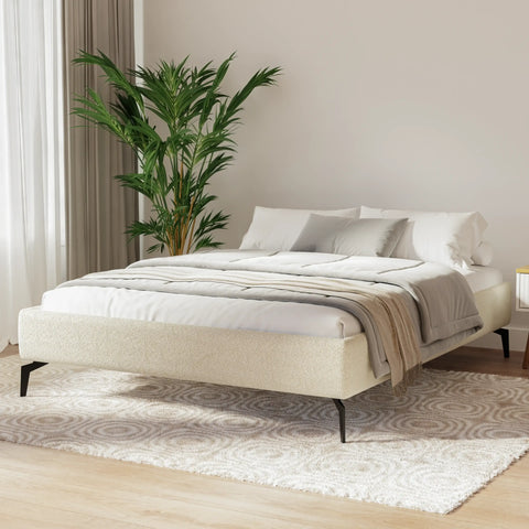 מיטה זוגית Nils בסיס מרופד בבוקלה ללא ראש מיטה